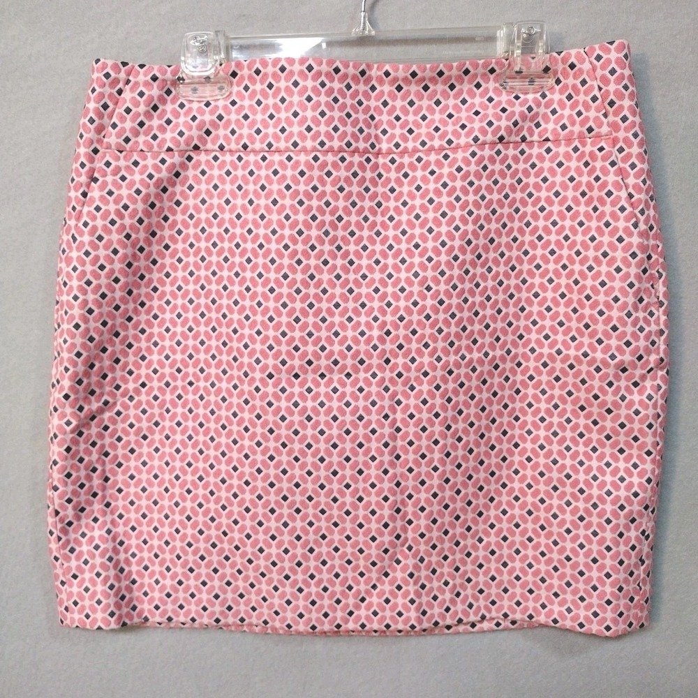 Ann Taylor Women 12 Mini Skirt Pink Diamond Jacquard Business Barbiecore Lined